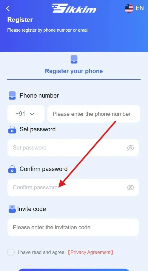 Confirm the password